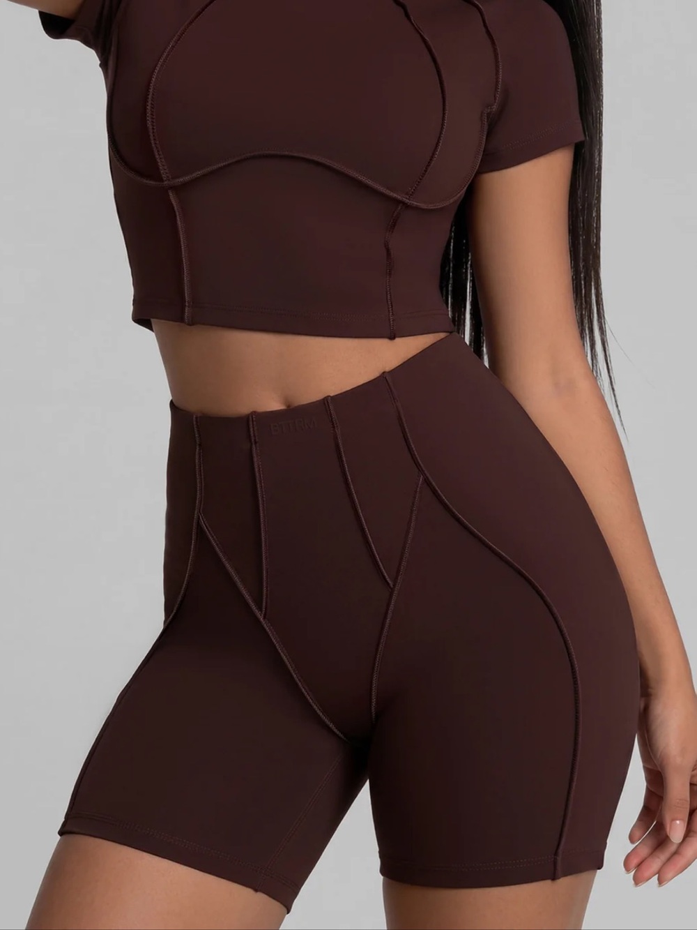 Contour Stitch Shorts - Brown